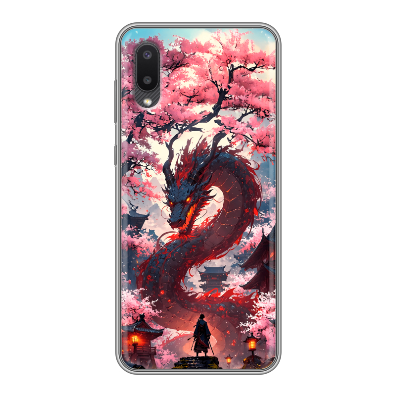 Силиконовый чехол на Samsung Galaxy A02 с принтом Дракон Японский Силиконовый чехол на Samsung Galaxy A02 с принтом Дракон Японский