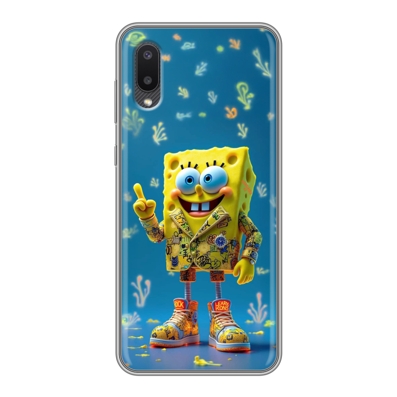 Силиконовый чехол на Samsung Galaxy A02 с принтом Спанч боб Спанчбоб Силиконовый чехол на Samsung Galaxy A02 с принтом Спанч боб Спанчбоб