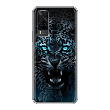 Силиконовый чехол на Vivo Y31 с принтом Темный леопард Силиконовый чехол на Vivo Y31 с принтом Темный леопард