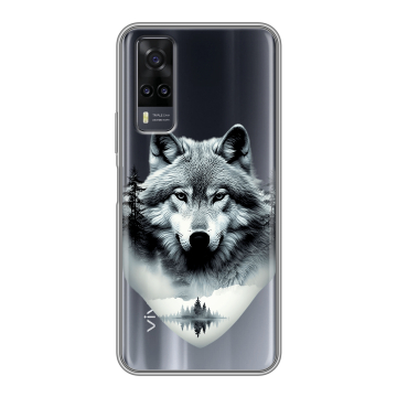 Силиконовый чехол на Vivo Y31 с принтом Волк в лесу
