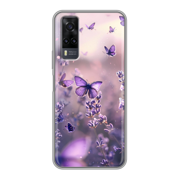 Силиконовый чехол на Vivo Y31 с принтом бабочки и лаванда