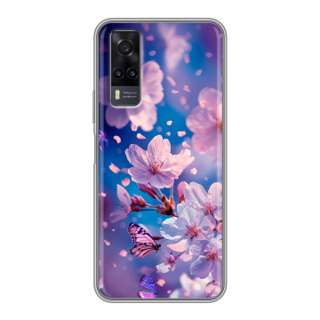 Силиконовый чехол на Vivo Y31 с принтом цветы бабочки