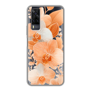Силиконовый чехол на Vivo Y31 с принтом Бежевые цветы Силиконовый чехол на Vivo Y31 с принтом Бежевые цветы