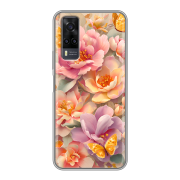 Силиконовый чехол на Vivo Y31 с принтом Цветы и бабочки Силиконовый чехол на Vivo Y31 с принтом Цветы и бабочки