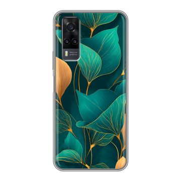 Силиконовый чехол на Vivo Y31 с принтом Листья и золото Силиконовый чехол на Vivo Y31 с принтом Листья и золото