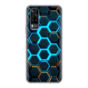 Силиконовый чехол на Vivo Y31 с принтом Неоновые соты Силиконовый чехол на Vivo Y31 с принтом Неоновые соты