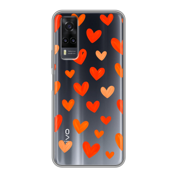 Силиконовый чехол на Vivo Y31 с принтом Сердечки Силиконовый чехол на Vivo Y31 с принтом Сердечки