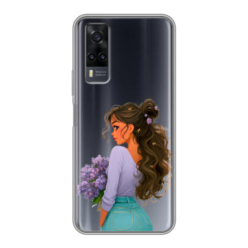 Силиконовый чехол на Vivo Y31 с принтом девушка цветы Силиконовый чехол на Vivo Y31 с принтом девушка цветы