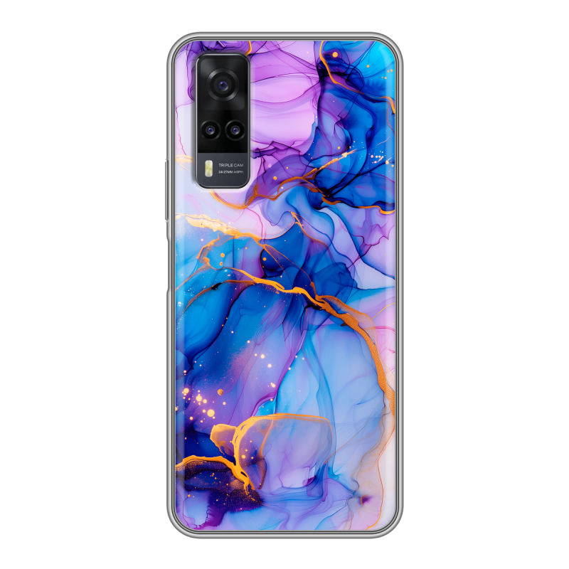 Силиконовый чехол на Vivo Y31 с принтом синий мрамор Силиконовый чехол на Vivo Y31 с принтом синий мрамор