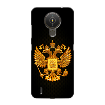 Силиконовый чехол на Nokia 1.4 с принтом Герб России желтый Силиконовый чехол на Nokia 1.4 с принтом Герб России желтый