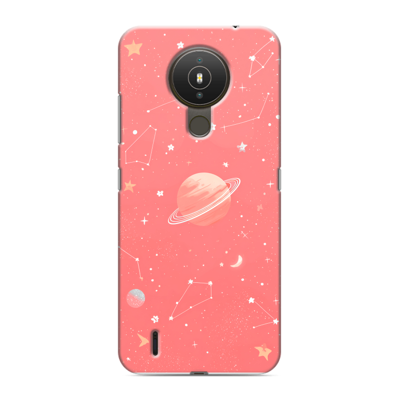 Силиконовый чехол на Nokia 1.4 с принтом Розовый космос Силиконовый чехол на Nokia 1.4 с принтом Розовый космос
