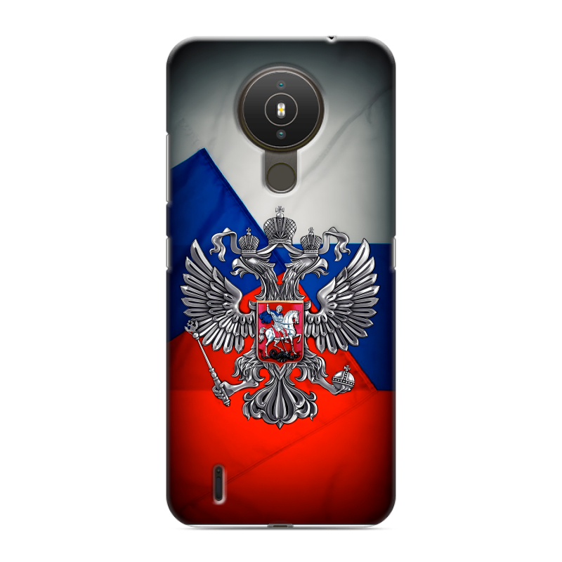 Силиконовый противоударный чехол на Nokia 1.4 с принтом Флаг России Силиконовый противоударный чехол на Nokia 1.4 с принтом Флаг России
