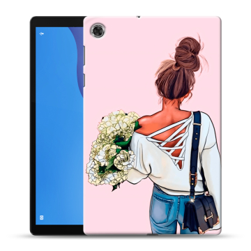 Силиконовый чехол на Lenovo Tab M10 HD Gen 2 с принтом Девушка и букет