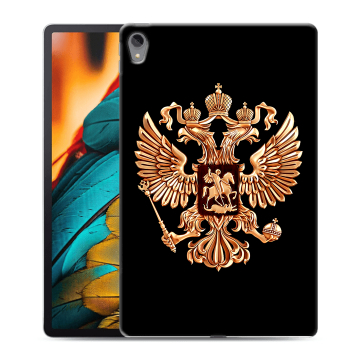 Силиконовый чехол на Lenovo Tab P11 с принтом Герб России золотой