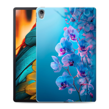 Силиконовый чехол на Lenovo Tab P11 с принтом голубые орхидеи