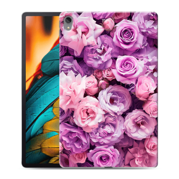 Силиконовый чехол на Lenovo Tab P11 с принтом лавандовые розы