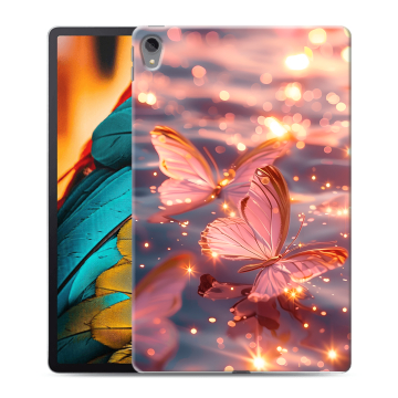 Силиконовый чехол на Lenovo Tab P11 с принтом бабочки розовые Силиконовый чехол на Lenovo Tab P11 с принтом бабочки розовые