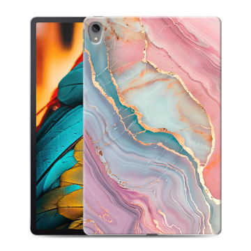 Силиконовый чехол на Lenovo Tab P11 с принтом розовый мрамор
