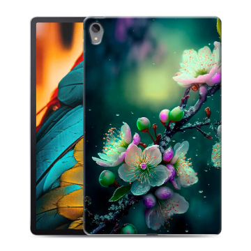 Силиконовый чехол на Lenovo Tab P11 с принтом Цветы и мрамор Силиконовый чехол на Lenovo Tab P11 с принтом Цветы и мрамор
