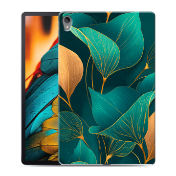 Силиконовый чехол на Lenovo Tab P11 с принтом Листья и золото