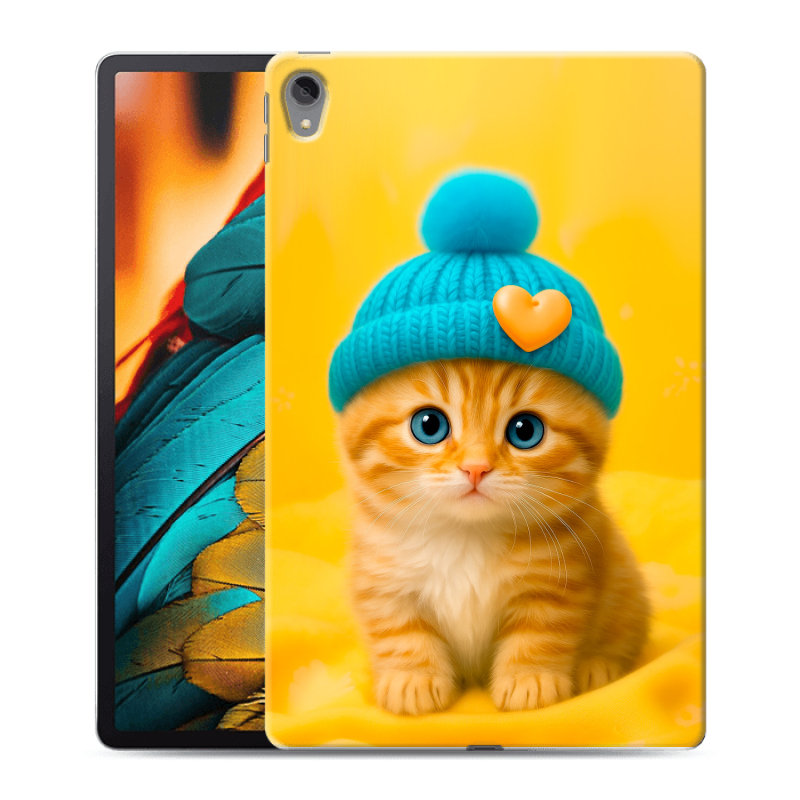 Силиконовый чехол на Lenovo Tab P11 с принтом Котенок в шапке Силиконовый чехол на Lenovo Tab P11 с принтом Котенок в шапке