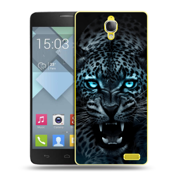 Пластиковый чехол на Alcatel One Touch Idol X с принтом Темный леопард