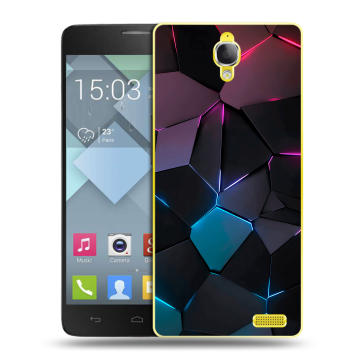 Пластиковый чехол на Alcatel One Touch Idol X с принтом Геометрия неона