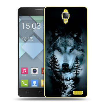 Пластиковый чехол на Alcatel One Touch Idol X с принтом Лесной волк