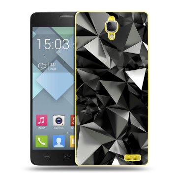 Пластиковый чехол на Alcatel One Touch Idol X с принтом Черные кристаллы