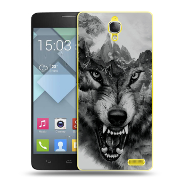 Пластиковый чехол на Alcatel One Touch Idol X с принтом Волк