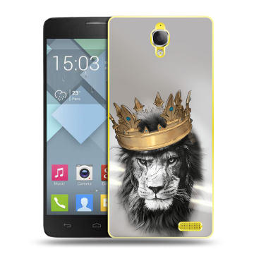 Пластиковый чехол на Alcatel One Touch Idol X с принтом Лев с короной