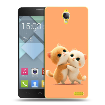 Пластиковый чехол на Alcatel One Touch Idol X с принтом Милые котики