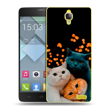 Пластиковый чехол на Alcatel One Touch Idol X с принтом Кошки