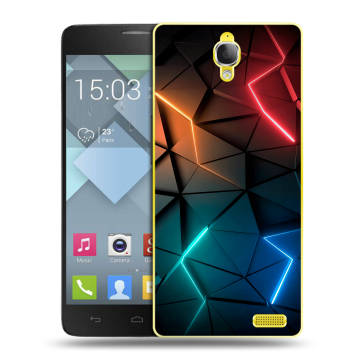 Пластиковый чехол на Alcatel One Touch Idol X с принтом Абстракция неон