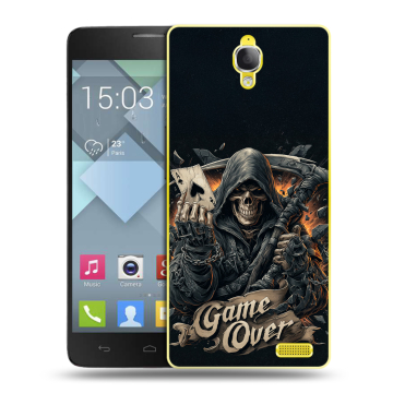 Пластиковый чехол на Alcatel One Touch Idol X с принтом Скелет карты