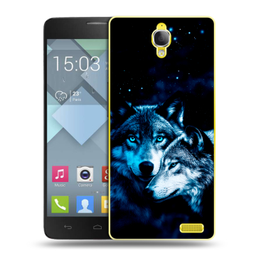 Пластиковый чехол на Alcatel One Touch Idol X с принтом Волки