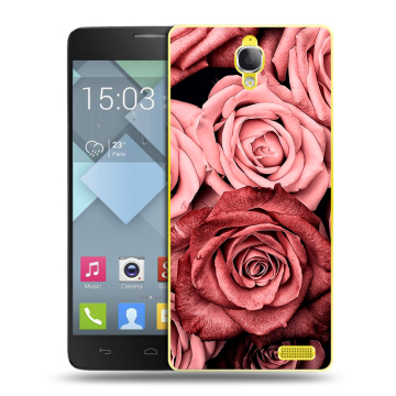 Пластиковый чехол на Alcatel One Touch Idol X с принтом Цветы розы