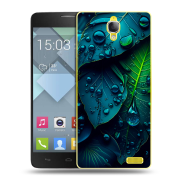 Пластиковый чехол на Alcatel One Touch Idol X с принтом Листья