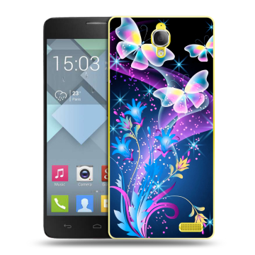Пластиковый чехол на Alcatel One Touch Idol X с принтом Бабочки