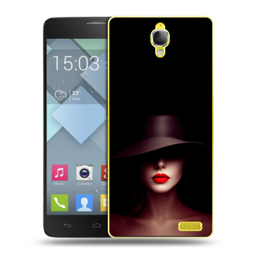 Пластиковый чехол на Alcatel One Touch Idol X с принтом Девушка в шляпе