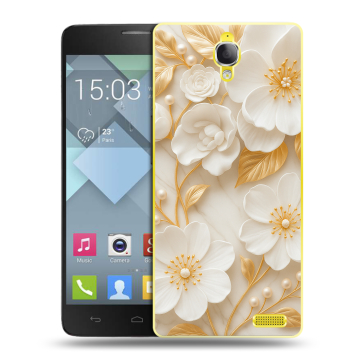 Пластиковый чехол на Alcatel One Touch Idol X с принтом Цветы