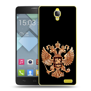 Пластиковый чехол на Alcatel One Touch Idol X с принтом Герб России золотой