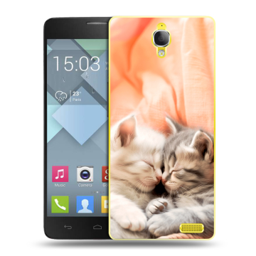Пластиковый чехол на Alcatel One Touch Idol X с принтом Котята