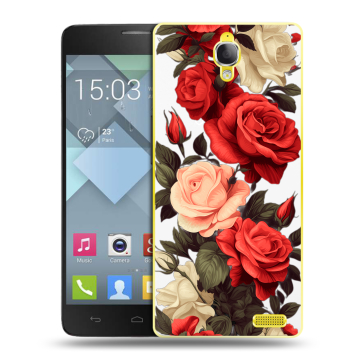 Пластиковый чехол на Alcatel One Touch Idol X с принтом Розы