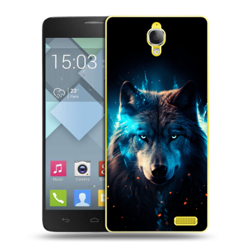 Пластиковый чехол на Alcatel One Touch Idol X с принтом Волк ночной