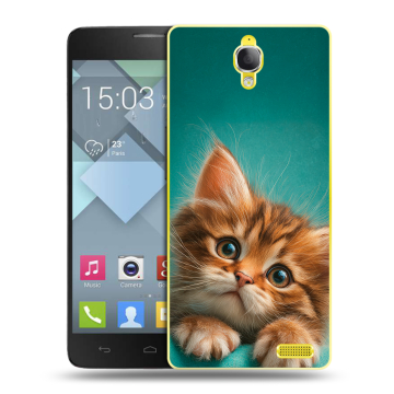 Пластиковый чехол на Alcatel One Touch Idol X с принтом котенок