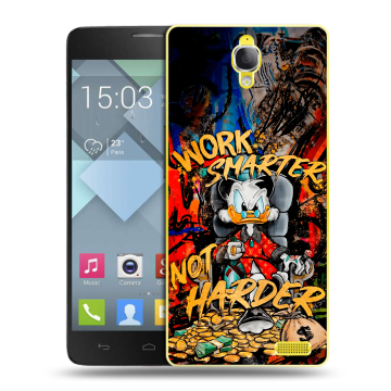 Пластиковый чехол на Alcatel One Touch Idol X с принтом Дональд Дак Деньги