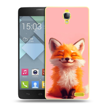 Пластиковый чехол на Alcatel One Touch Idol X с принтом милая лиса