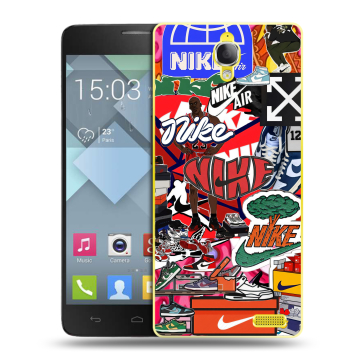 Пластиковый чехол на Alcatel One Touch Idol X с принтом Найк Nike яркий