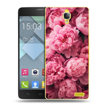 Пластиковый чехол на Alcatel One Touch Idol X с принтом цветы пионы